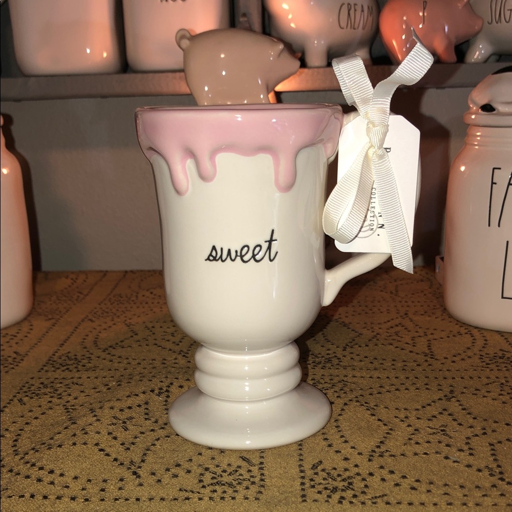 Rae Dunn SWEET Mug on a Pedestal (Pink Drip)